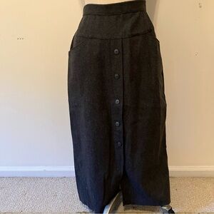 VTG Gray Straight Skirt Wool Blend High Yoke Waist Button Front Pockets Sz. 6